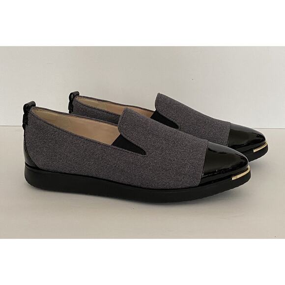 Cole Haan Women's Grand Ambition Loafer Size 8B Gray Textile Patent Leather Gold - Picture 1 of 11